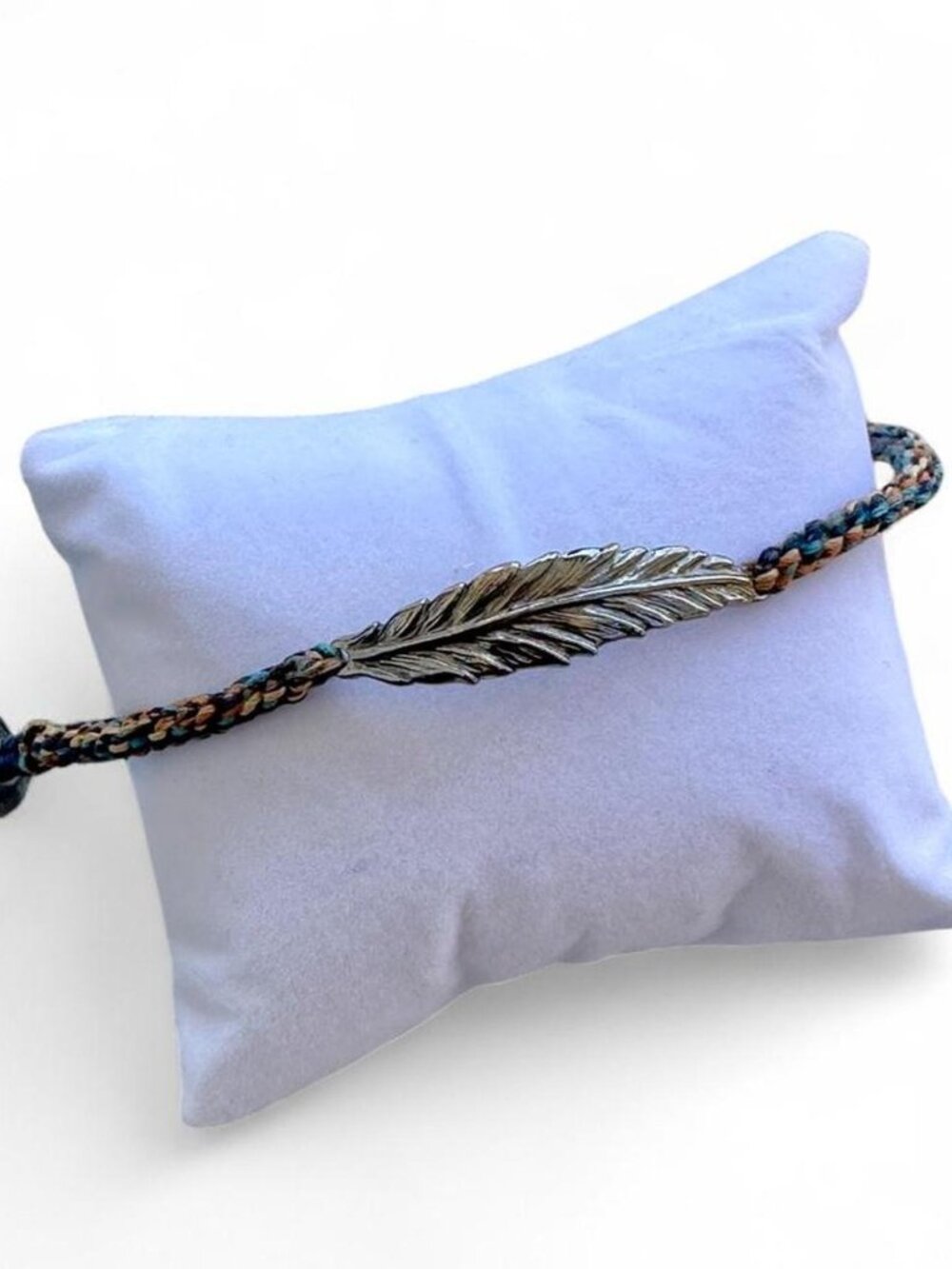 Chan Luu Multicolor Braided Bracelet with Feather Charm